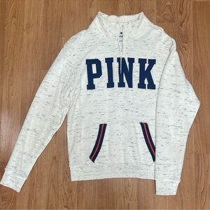 Victoria's Secret Cream Zip-Up with Navy Accents